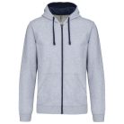 Férfi cipzáras pulóver kontrasztos bélésű kapucnival, Kariban KA466, Oxford Grey/Navy-XL