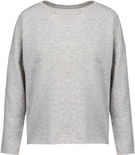 Női laza szabású környakas pulóver, Kariban KA471, Light Grey Heather-L/XL