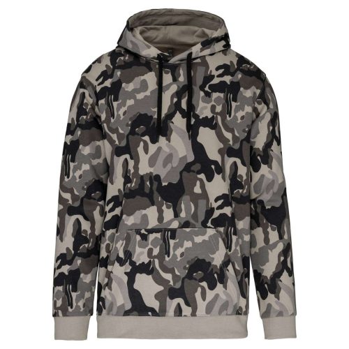 Férfi kapucnis pulóver, Kariban KA476, Grey Camouflage-XL