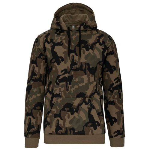 Férfi kapucnis pulóver, Kariban KA476, Olive Camouflage-4XL