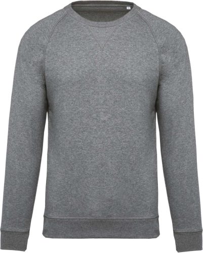 Férfi organikus környakas raglános pulóver, Kariban KA480, Grey Heather-L