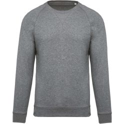   Férfi organikus környakas raglános pulóver, Kariban KA480, Grey Heather-S