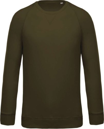 Férfi organikus környakas raglános pulóver, Kariban KA480, Mossy Green-2XL