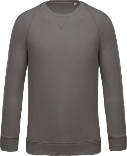 Férfi organikus környakas raglános pulóver, Kariban KA480, Storm Grey-2XL