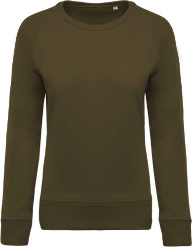 Női raglános organikus környakas pulóver, Kariban KA481, Mossy Green-2XL