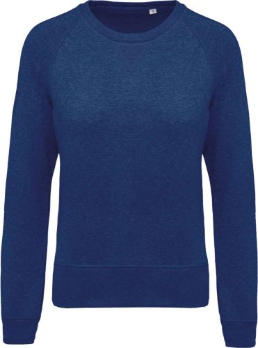 Női raglános organikus környakas pulóver, Kariban KA481, Ocean Blue Heather-2XL