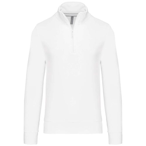 Férfi galléros 1/4 cipzáros pulóver, Kariban KA487, White-2XL