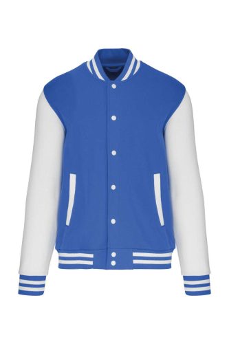 Uniszex  vastag patentos pulóver, Kariban KA497, Light Royal Blue/White-L