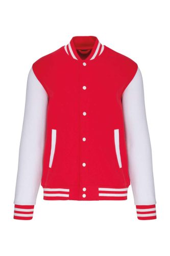 Uniszex  vastag patentos pulóver, Kariban KA497, Red/White-2XL