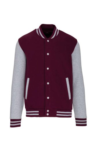 Uniszex  vastag patentos pulóver, Kariban KA497, Wine/Oxford Grey-L