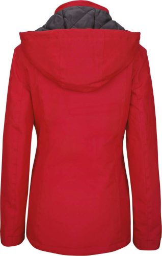 Női levehető kapucnis bélelt kabát, Kariban KA6108, Red-XL