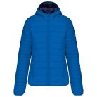 Női kapucnis bélelt meleg és ultrakönnyű kabát , Kariban KA6111, Light Royal Blue-XL