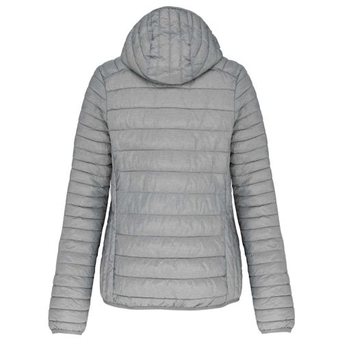 Női kapucnis bélelt meleg és ultrakönnyű kabát , Kariban KA6111, Marl Silver-XL