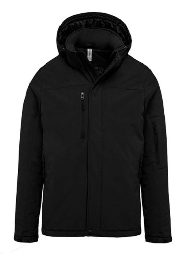 Férfi kapucnis, bélelt softshell kabát, Kariban KA650, Black-2XL