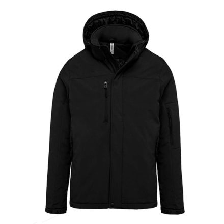 Férfi kapucnis, bélelt softshell kabát, Kariban KA650, Black-XL