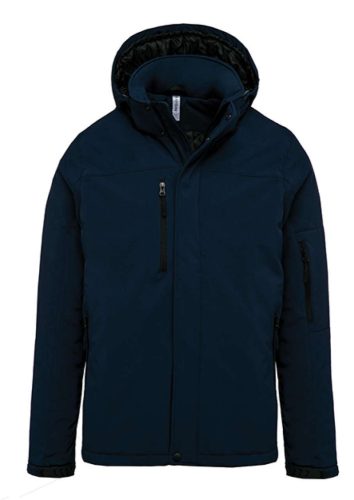 Férfi kapucnis, bélelt softshell kabát, Kariban KA650, Navy-3XL