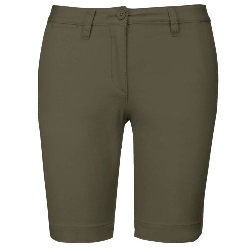 Női mosott hatású bermuda, Kariban KA751, Light Khaki-42