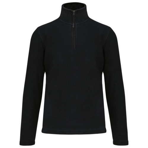 Uniszex galléros, 1/4 cipzáras mikropolár pulóver, Kariban KA912, Black-3XL