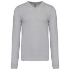 Férfi V-nyakú keskeny szabású pulóver, Kariban KA965, Grey Melange-2XL