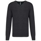 Férfi prémium V-nyakú pulóver, Kariban KA982, Black Heather-2XL