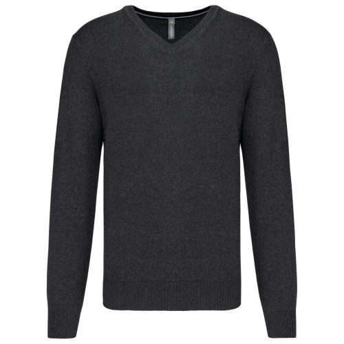 Férfi prémium V-nyakú pulóver, Kariban KA982, Black Heather-2XL