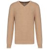 Férfi prémium V-nyakú pulóver, Kariban KA982, Camel Heather-2XL