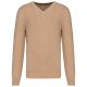 Férfi prémium V-nyakú pulóver, Kariban KA982, Camel Heather-2XL