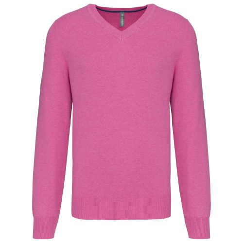 Férfi prémium V-nyakú pulóver, Kariban KA982, Candy Pink Heather-2XL