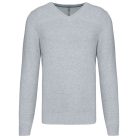 Férfi prémium V-nyakú pulóver, Kariban KA982, Light Grey Heather-2XL