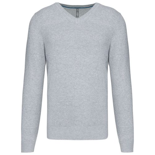 Férfi prémium V-nyakú pulóver, Kariban KA982, Light Grey Heather-2XL