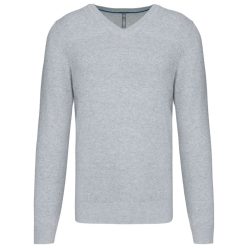   Férfi prémium V-nyakú pulóver, Kariban KA982, Light Grey Heather-XS