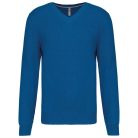 Férfi prémium V-nyakú pulóver, Kariban KA982, Mykonos Blue Heather-2XL