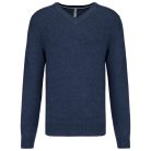 Férfi prémium V-nyakú pulóver, Kariban KA982, Navy Heather-XS