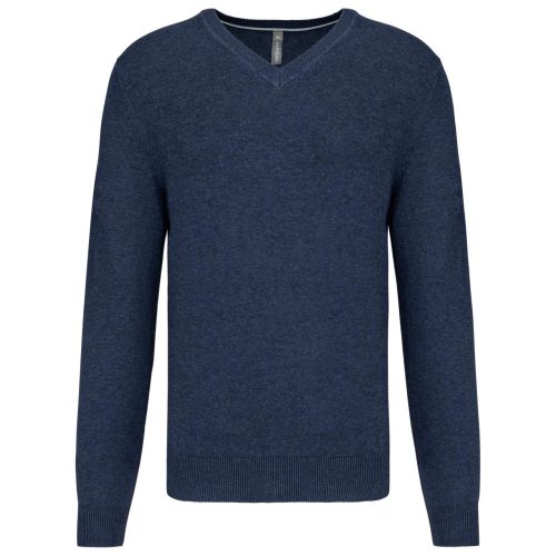 Férfi prémium V-nyakú pulóver, Kariban KA982, Navy Heather-XS