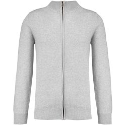   Férfi cipzáras prémium kardigán, Kariban KA984, Light Grey Heather-S