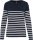 Női vállon gombolós csíkos pulóver, Kariban KA990, Striped Navy/Off White-2XL