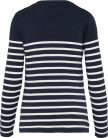 Női vállon gombolós csíkos pulóver, Kariban KA990, Striped Navy/Off White-2XL