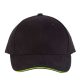 KP011 hat paneles Baseball sapka K-UP, Black/Lime-U