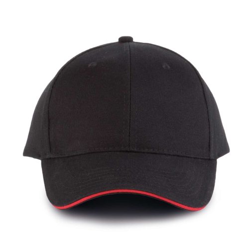 KP011 hat paneles Baseball sapka K-UP, Black/Red-U