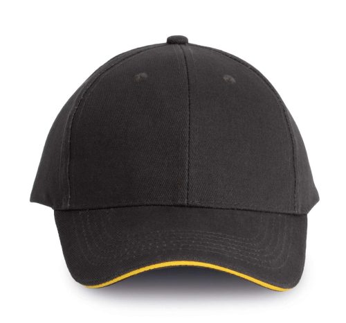 KP011 hat paneles Baseball sapka K-UP, Dark Grey/Yellow-U