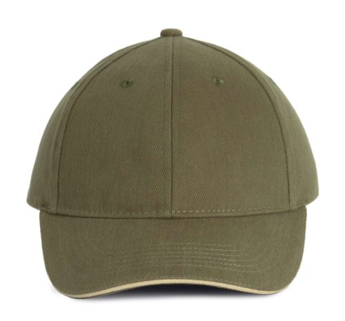 KP011 hat paneles Baseball sapka K-UP, Olive Green/Beige-U