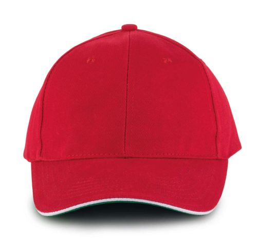 KP011 hat paneles Baseball sapka K-UP, Red/White/Green-U