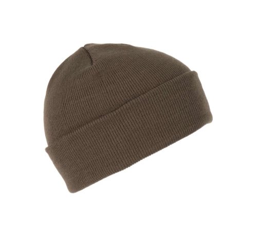 KP031 kötött duplafalu unisex sapka K-UP, Dark Khaki-U