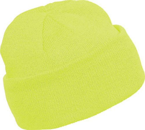 KP031 kötött duplafalu unisex sapka K-UP, Fluorescent Yellow-U