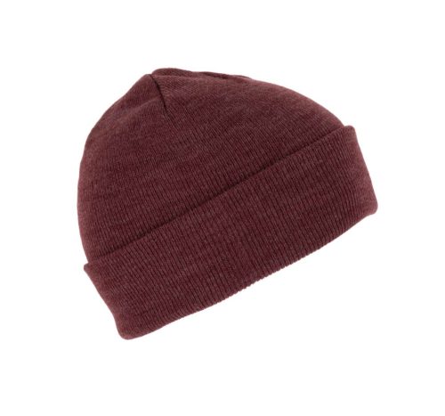 KP031 kötött duplafalu unisex sapka K-UP, Wine Heather-U