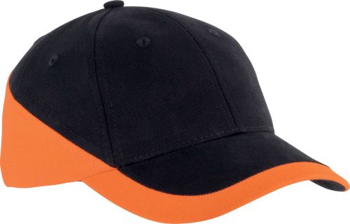 KP045 kétszínű baseball sapka, 6 paneles K-UP, Black/Orange-U