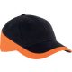 KP045 kétszínű baseball sapka, 6 paneles K-UP, Black/Orange-U