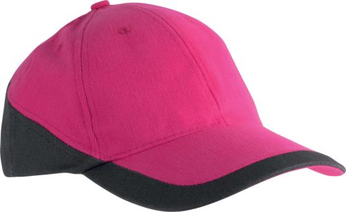 KP045 kétszínű baseball sapka, 6 paneles K-UP, Fuchsia/Dark Grey-U