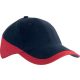 KP045 kétszínű baseball sapka, 6 paneles K-UP, Navy/Red-U