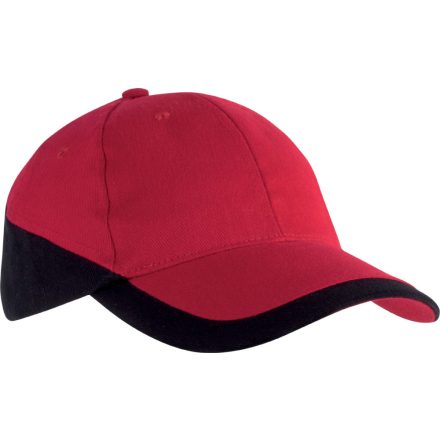 KP045 kétszínű baseball sapka, 6 paneles K-UP, Red/Black-U